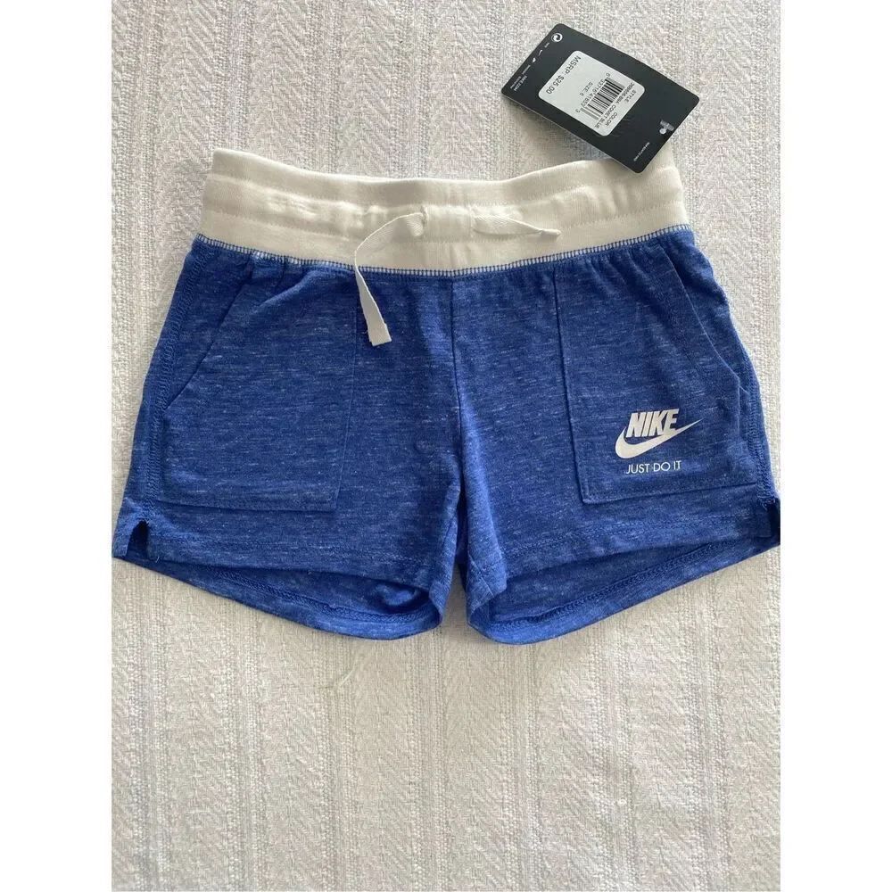 Nike Girls Size 6 Just Do It Drawstring Wide Band Knit Shorts